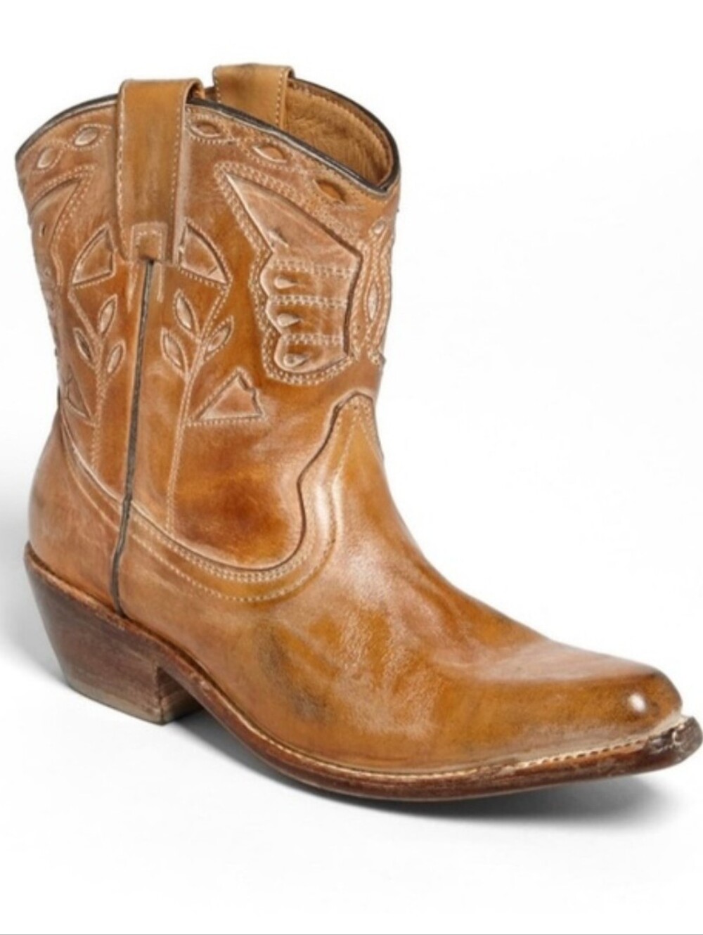 BED|STU FILLY II DISTRESSED TAN LEATHER WESTERN COWBOY BOOTS SZ 6.5